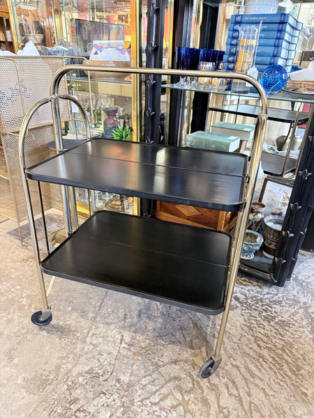 Foldable black/brass bar cart 17.5x25x35