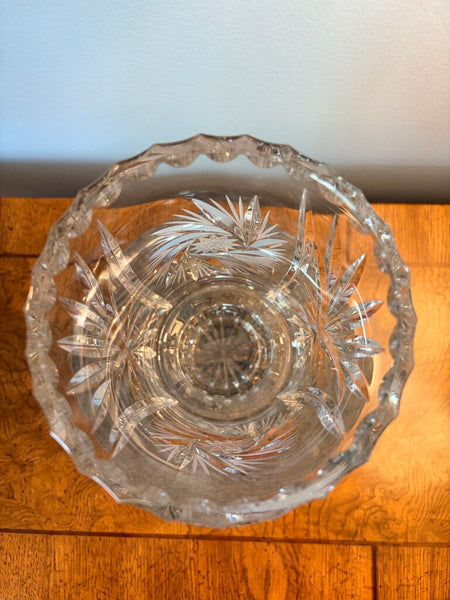 Vintage Bohemian cut glass 10inch vase