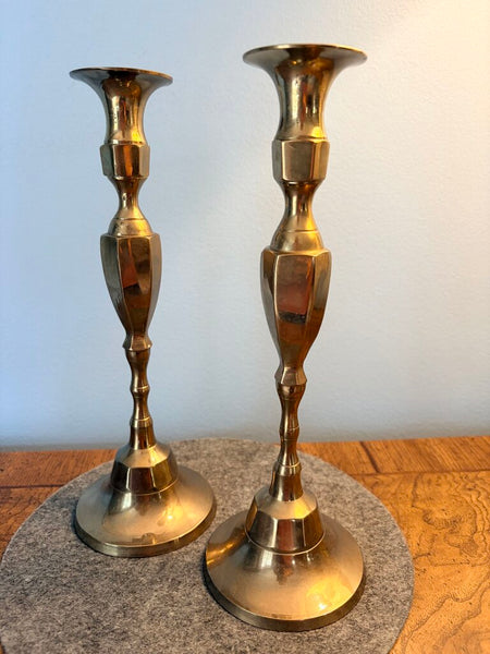 Solid brass pair of 11.25 inch candleholders