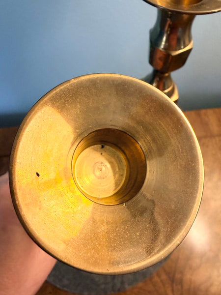 Solid brass pair of 11.25 inch candleholders
