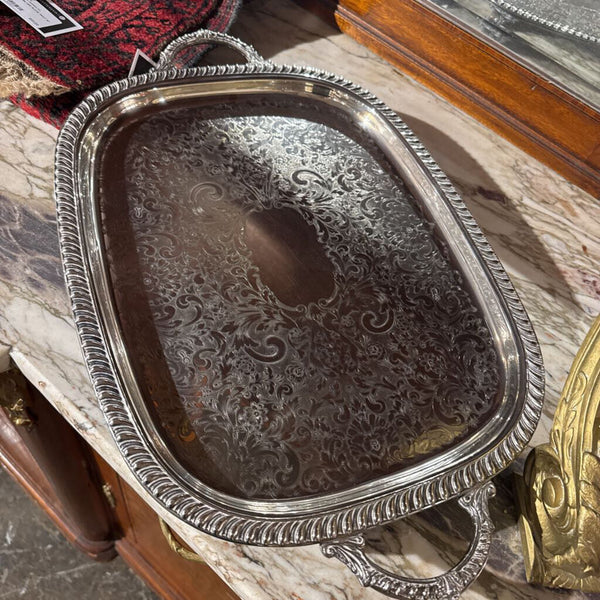 VINTAGE SILVER PLATE TRAY 22X14