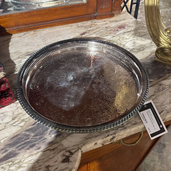 ROUND SILVER PLATE TRAY 15"