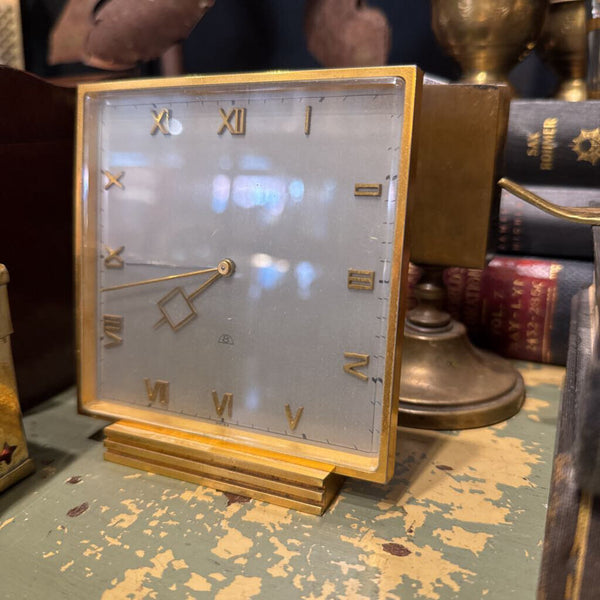 Swiza 8 Art Deco Desk Clock Gold Swiss Made