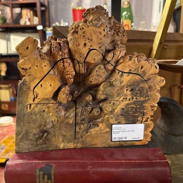 Burlwood Object with four drawers