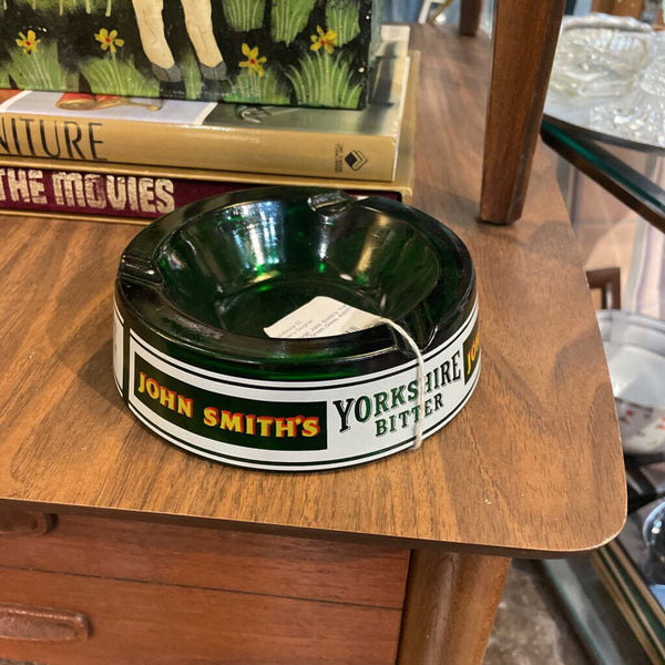 Vintage John Smith's Yorkshire Bitter Green Glass Ashtray