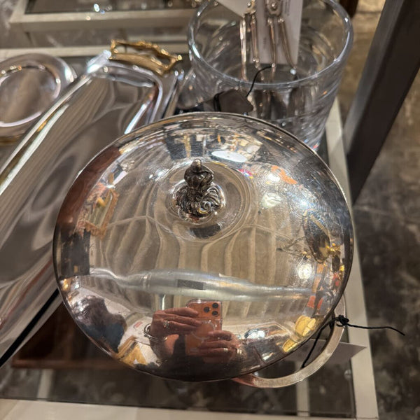 Vintage silver plated ice bucket with glass liner