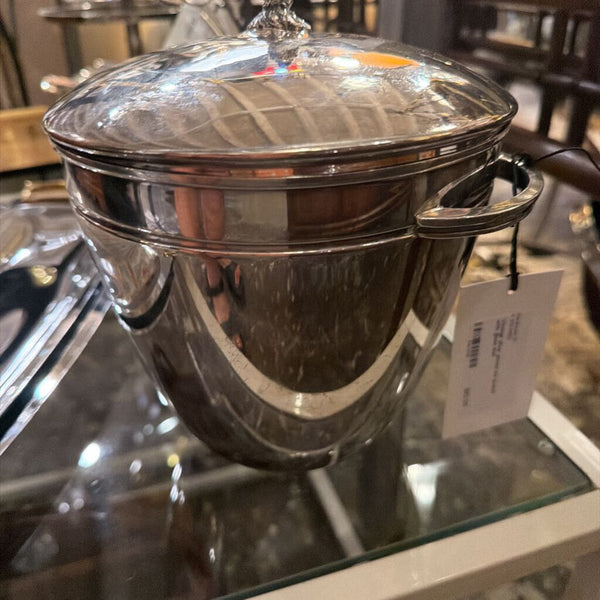 Vintage silver plated ice bucket with glass liner