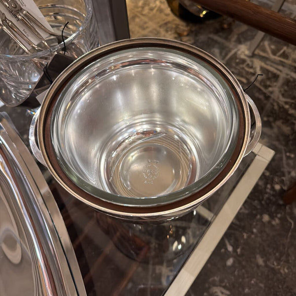 Vintage silver plated ice bucket with glass liner
