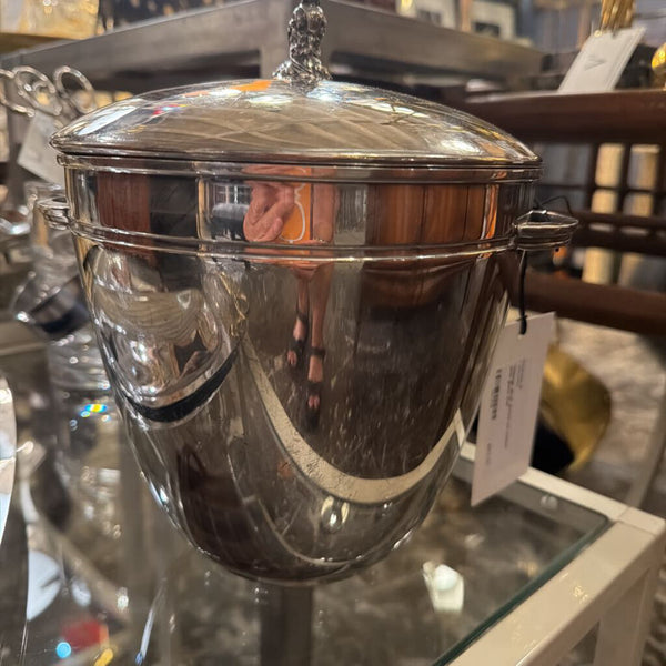 Vintage silver plated ice bucket with glass liner