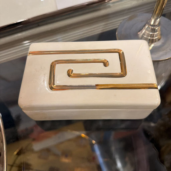 Vintage off white mid century trinket box
