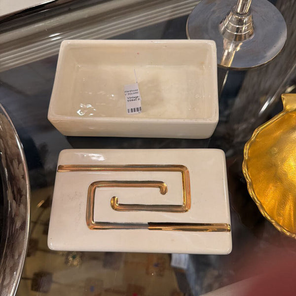 Vintage off white mid century trinket box