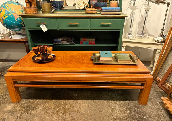 MID CENTURY BOOK MATCHED COFFEE TABLE | 54.25" W X 15.25"H X 24"D