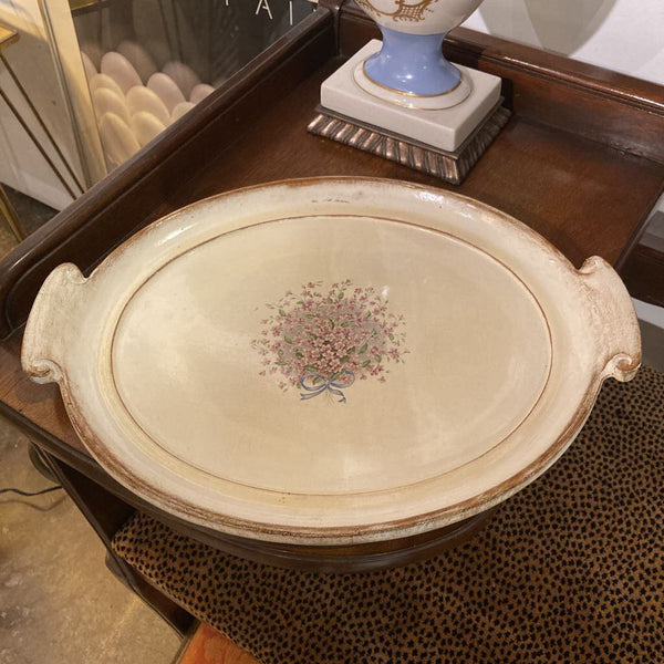Vintage oval Italian tray w/ flowers 13" L