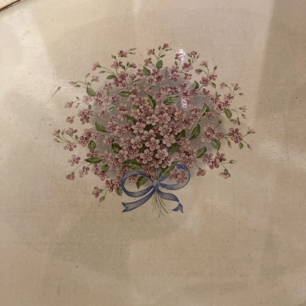 Vintage oval Italian tray w/ flowers 13" L