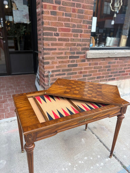 French Inlaid Chess/Backgammon Game Table