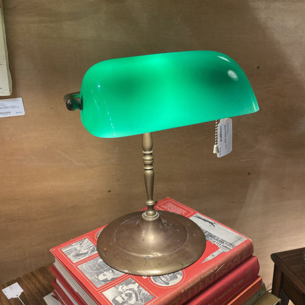 Vintage Bankers Lamp- Brass Base w/ Green Glass -- IN STORE PICK UP ONLY