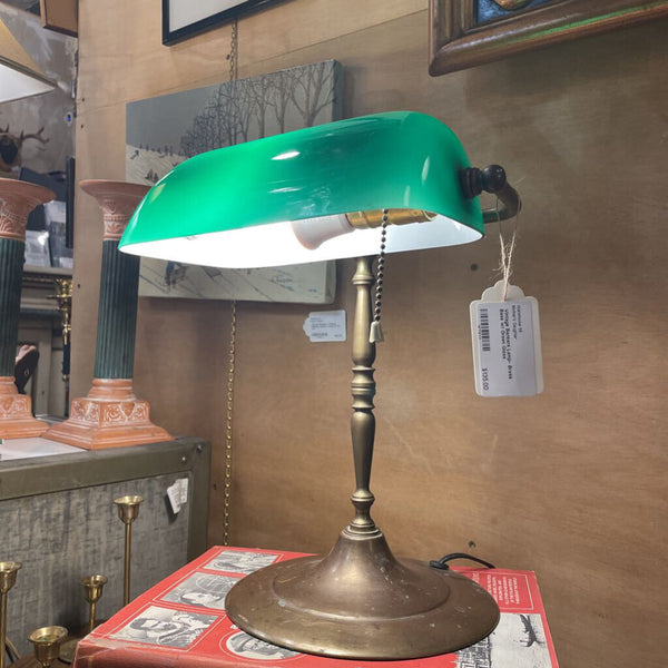 Vintage Bankers Lamp- Brass Base w/ Green Glass -- IN STORE PICK UP ONLY