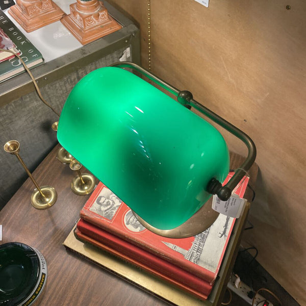 Vintage Bankers Lamp- Brass Base w/ Green Glass -- IN STORE PICK UP ONLY