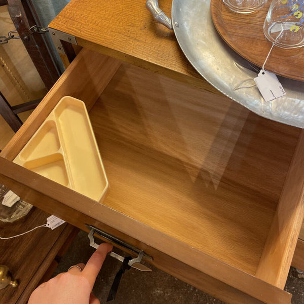 Vintage Bernhardt Campaign Dresser w/ 7 Drawers and Silver Tone Hardware -- 56" Wide, 29" Tall, 18" Deep-- AS FOUND wear consistent with age-- IN STORE PICK UP ONLY