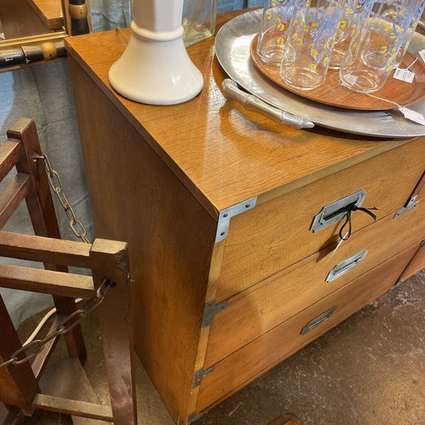 Vintage Bernhardt Campaign Dresser w/ 7 Drawers and Silver Tone Hardware -- 56" Wide, 29" Tall, 18" Deep-- AS FOUND wear consistent with age-- IN STORE PICK UP ONLY