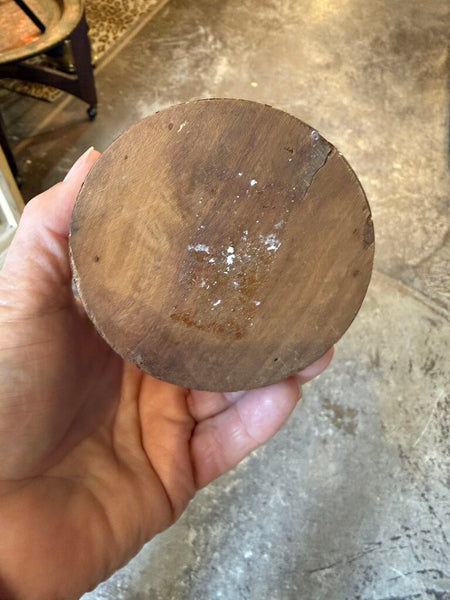 Vintage micro-mosaic inlay round trinket box