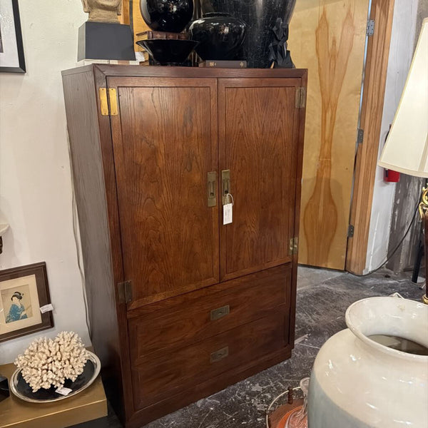 Mid Century campaign chest L 38x H 60 x D 19