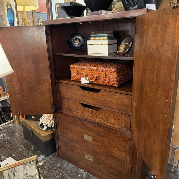 Mid Century campaign chest L 38x H 60 x D 19