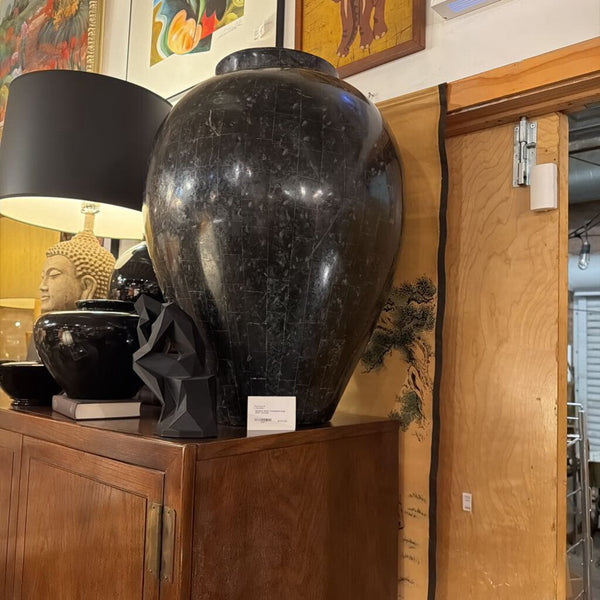 Mainland Smith Tessellated large black urn/vase