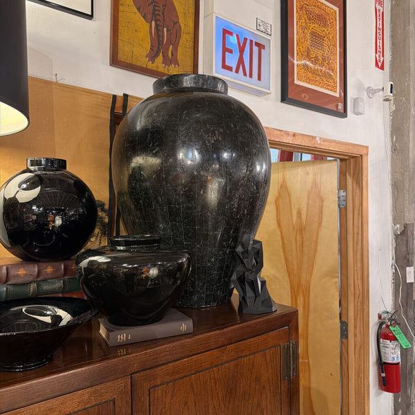 Mainland Smith Tessellated large black urn/vase