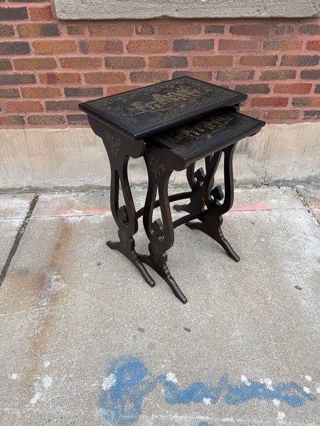Pair Baker Nested Chinoiserie Tables