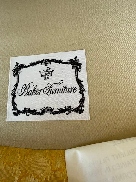 Pair Baker Louis XV Bergere Chairs 39T 36D 36W Fabric Worn