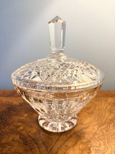 Cut glass covered candy dish