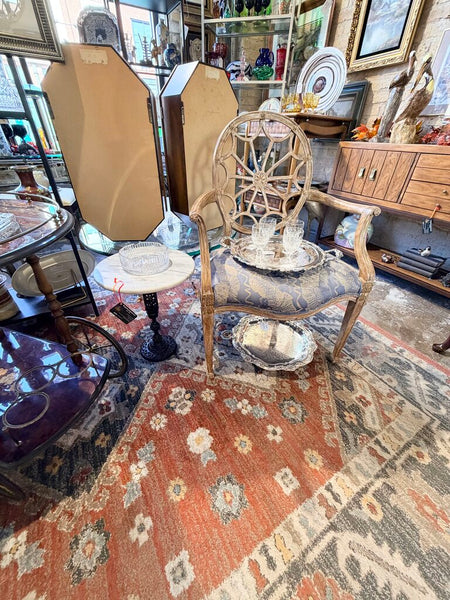 Hollywood Regency marble top drink table with fancy brass base-painted black-for pick up only 18.5t x15