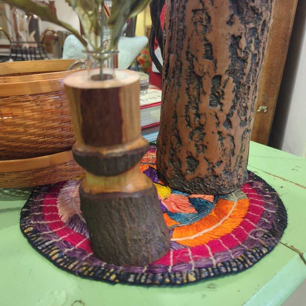 LSBJ - Artistic Turned Wood Bud Vase 2.5"DIAx6.25"H
