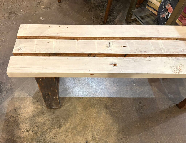 VINTAGE WOODEN BENCH WITH SLATTED TOP | 48"W x 18.25"H x 12"D
