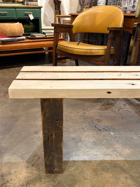 VINTAGE WOODEN BENCH WITH SLATTED TOP | 48"W x 18.25"H x 12"D