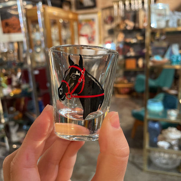 Set of 4 Mid Century Horse/ Kentucky Derby Shot Glasses