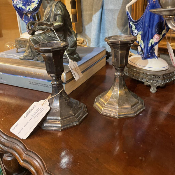 Pair of Silver Plate Candle Holders Made in Italy