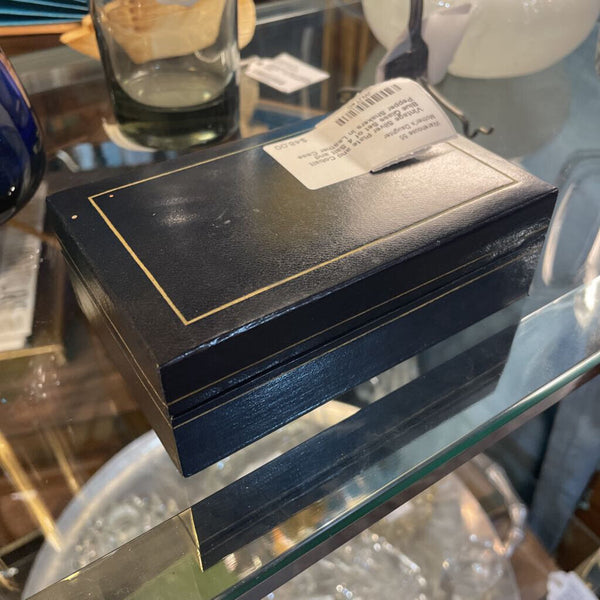 Vintage Silver Plate and Cobalt Blue Glass Set of 4 Salt and Pepper Shakers in Leather Case