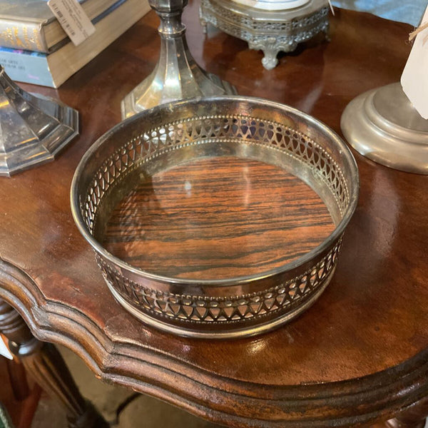 Silverplate and Wood Wine Coaster
