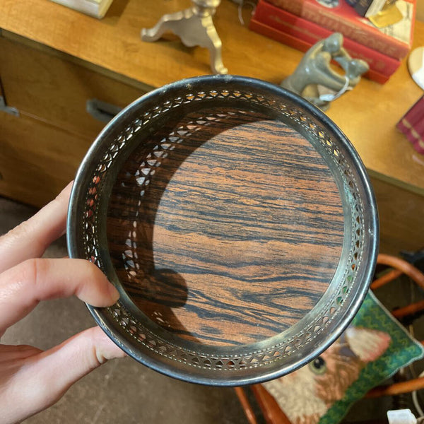 Silverplate and Wood Wine Coaster