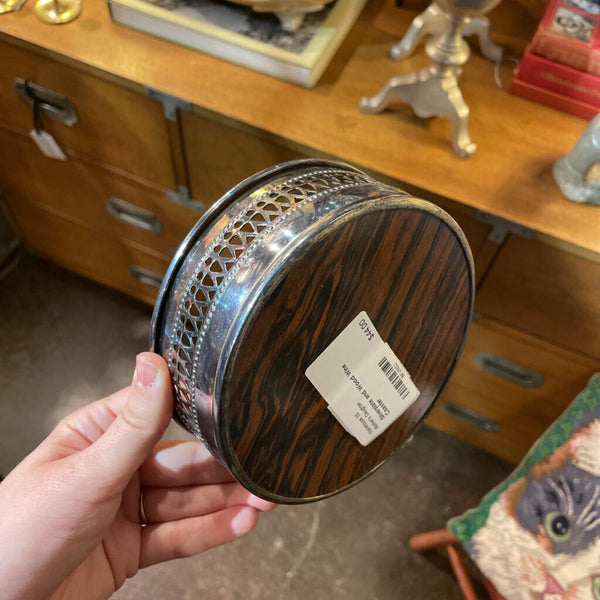 Silverplate and Wood Wine Coaster