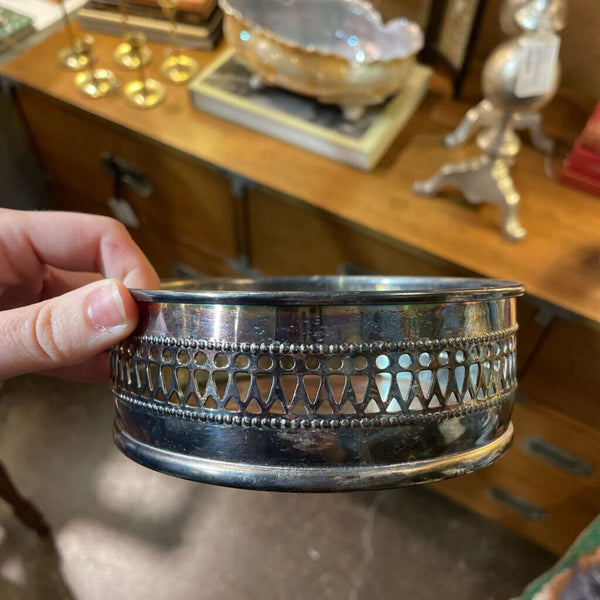 Silverplate and Wood Wine Coaster