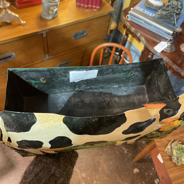 Vintage Metal Cow Planter Box-- 12"x6"