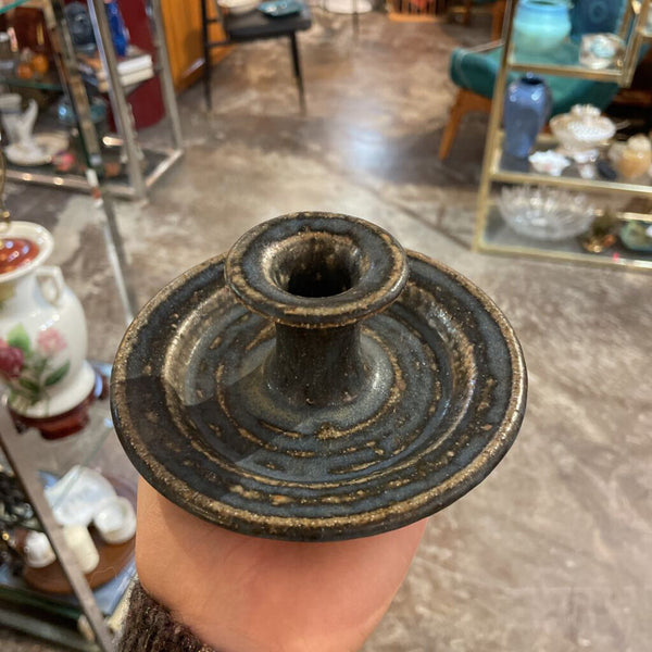 Gray/Beige Bowl w/ Textured-Striped Sides