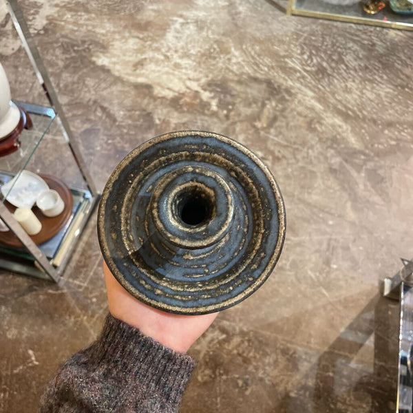 Gray/Beige Bowl w/ Textured-Striped Sides