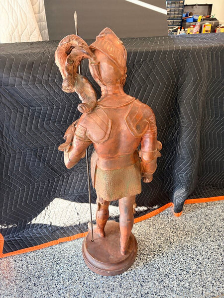 Bois Gilbert fine quality antique Terra cotta 42inch tall knight statue-wonderful detail-heavy For pick up only
