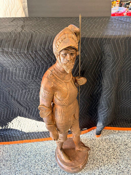 Bois Gilbert fine quality antique Terra cotta 42inch tall knight statue-wonderful detail-heavy For pick up only