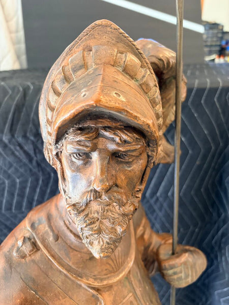 Bois Gilbert fine quality antique Terra cotta 42inch tall knight statue-wonderful detail-heavy For pick up only