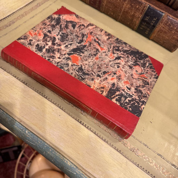 Jordens Erovring Swedish Vintage Book Red Binding Red Black Marbling